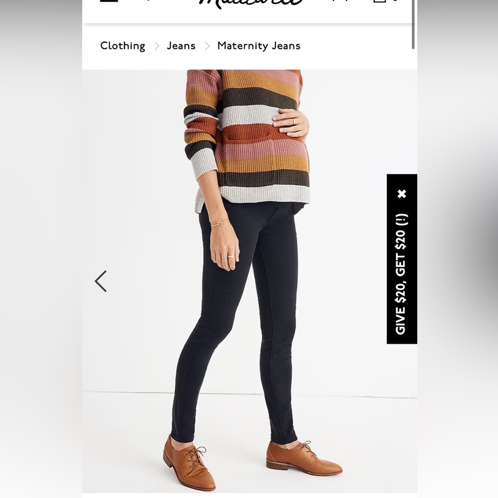 Madewell maternity jeans, lunar wash size 25